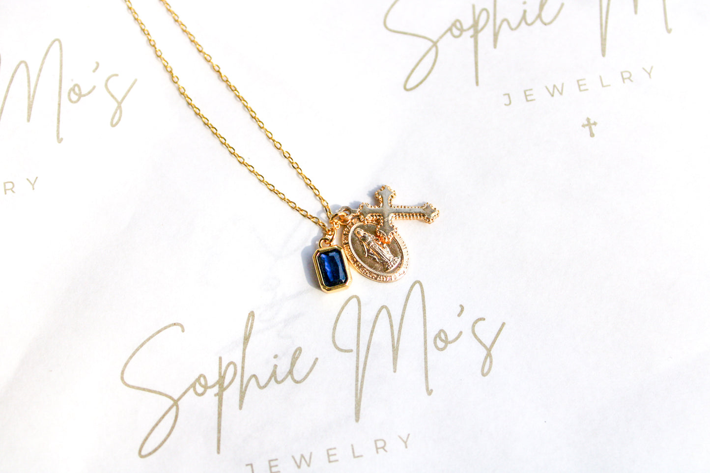 Custom Birthstone Religious Necklace