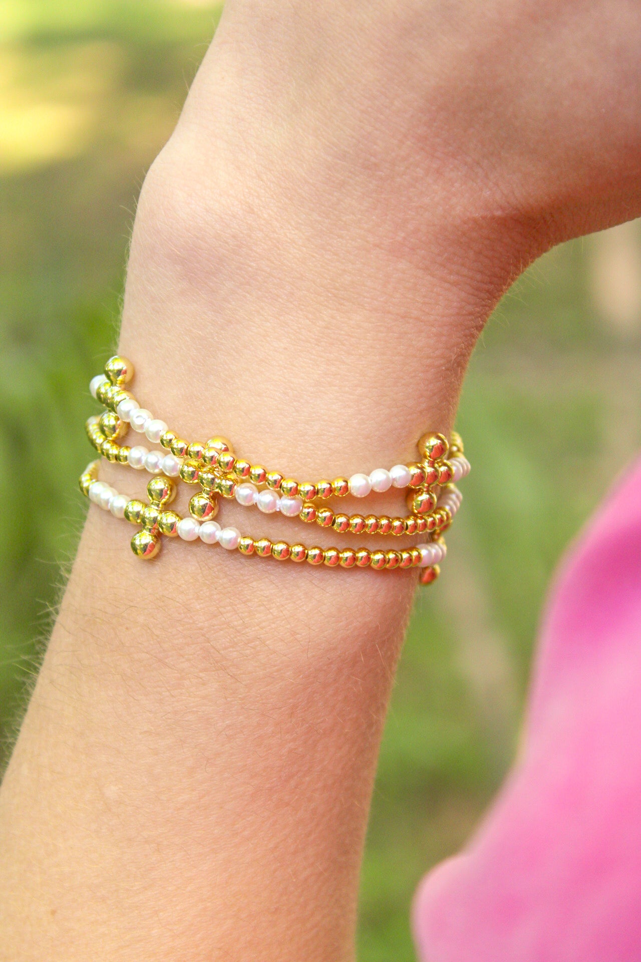 Three Cross Beaded Bracelet