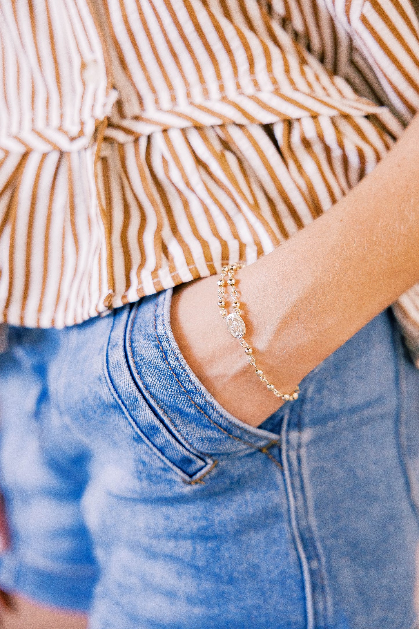 Gold Link Rosary Style Bracelet