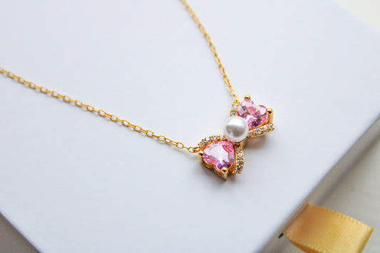 Lilly Bow Necklace and Earrings
