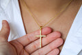 Extended Pave Cross Necklace