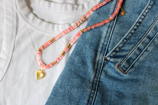 Sacred Heart Sunburst Beaded Necklace