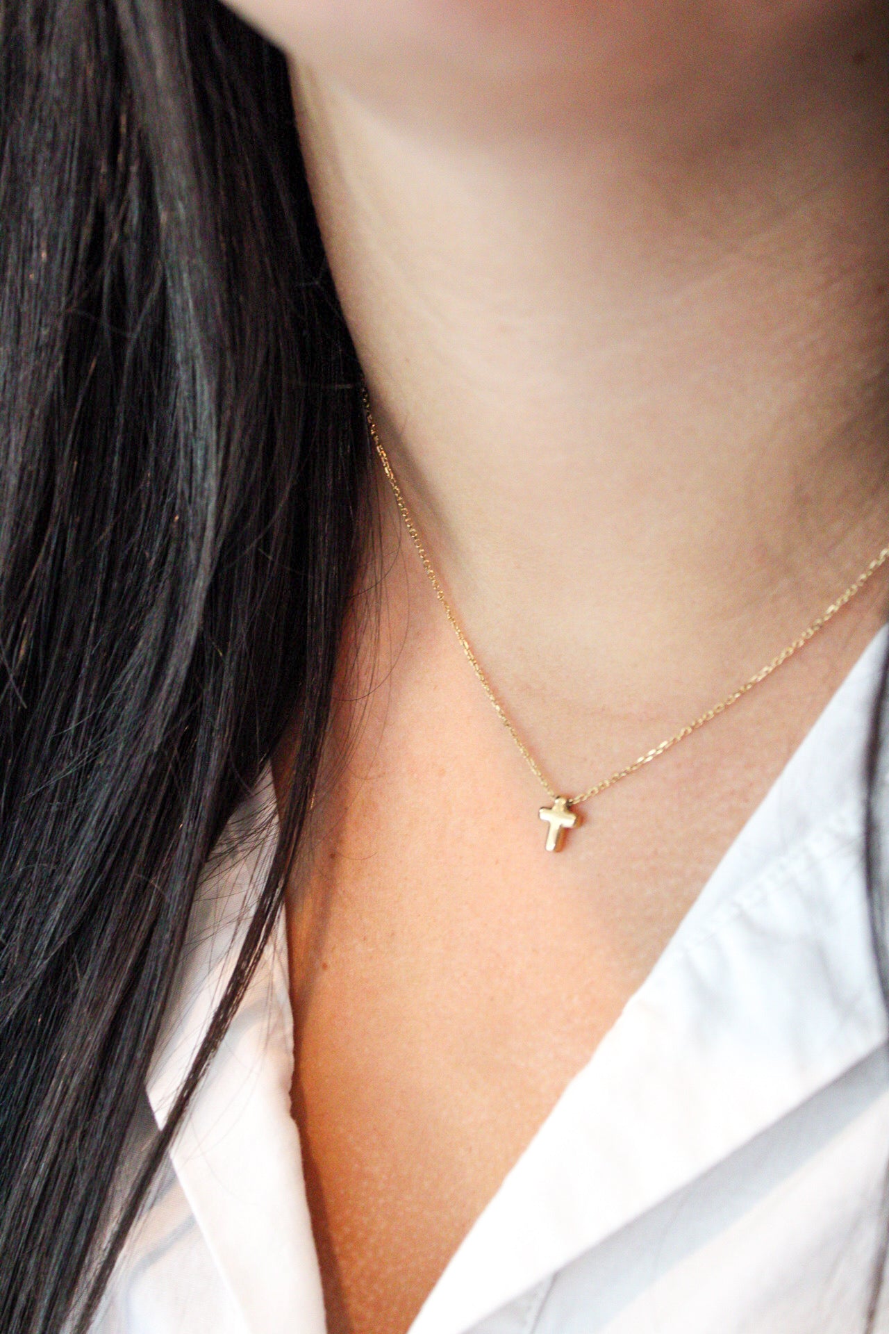 Mini Gold Cross Necklace