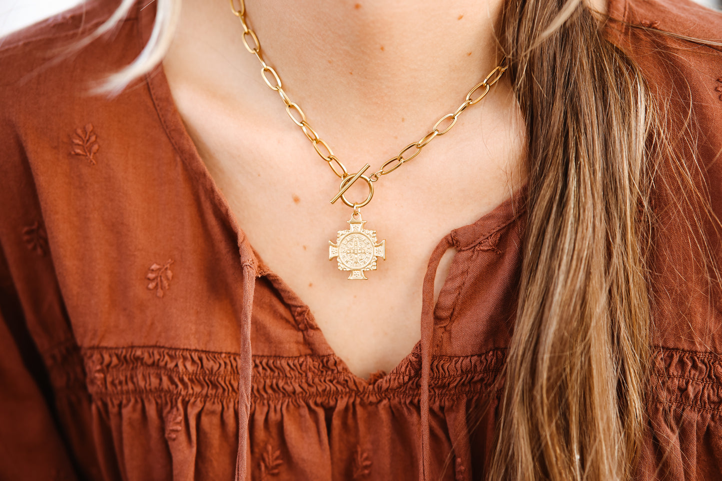 St. Benedict Cross Toggle Necklace