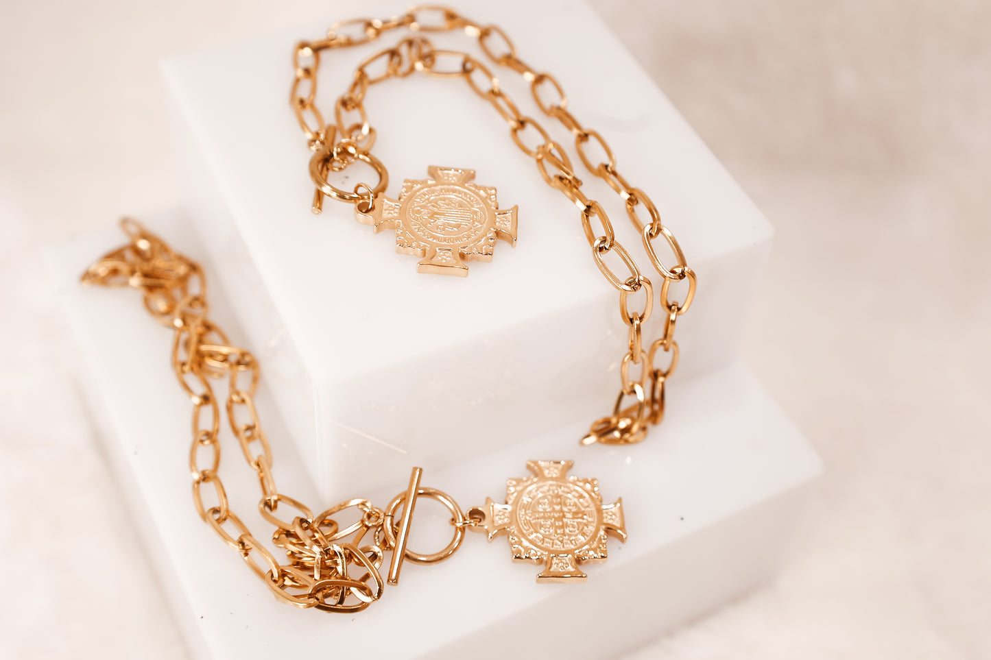 St. Benedict Cross Toggle Necklace