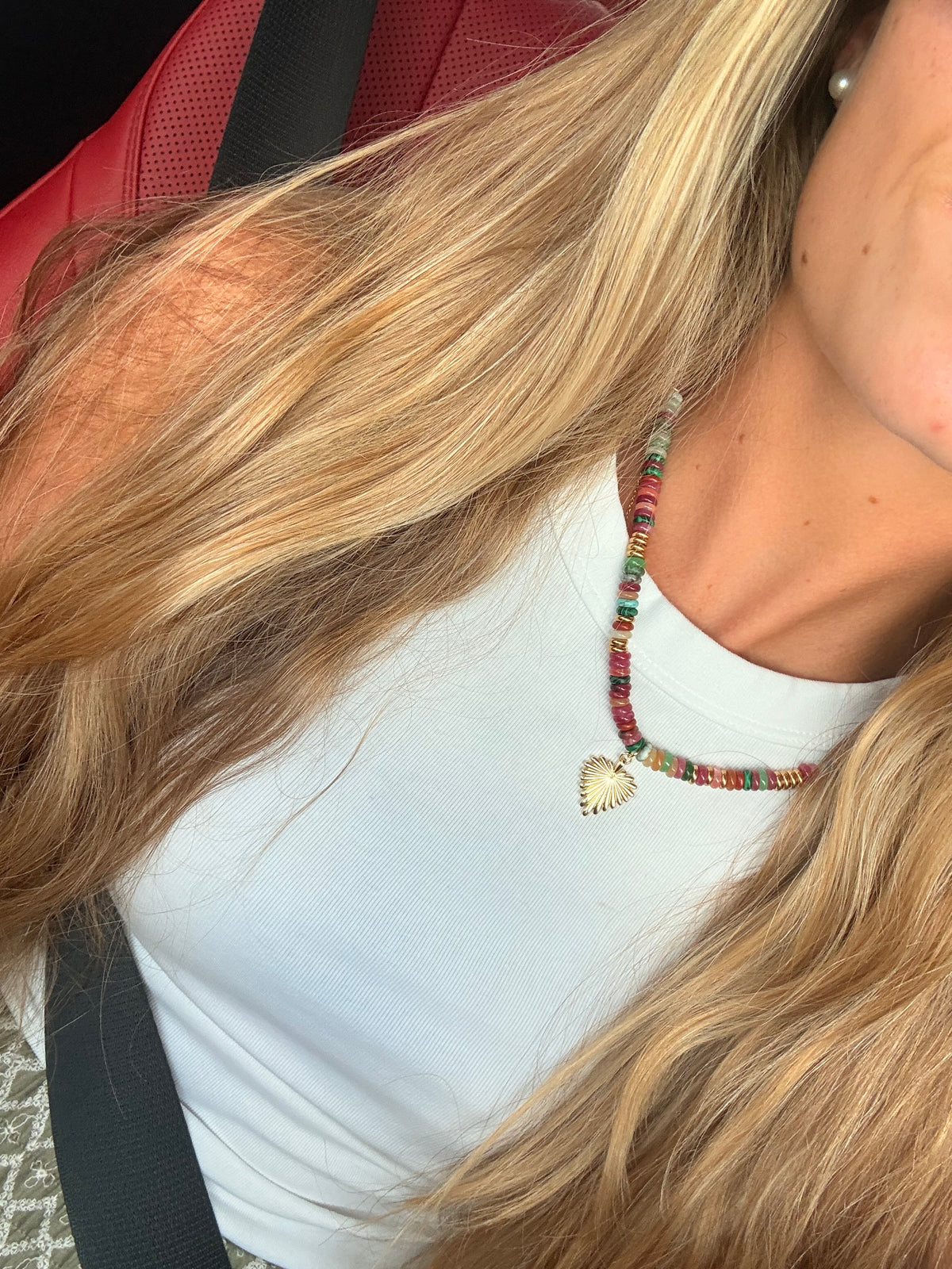 Sacred Heart Sunburst Beaded Necklace