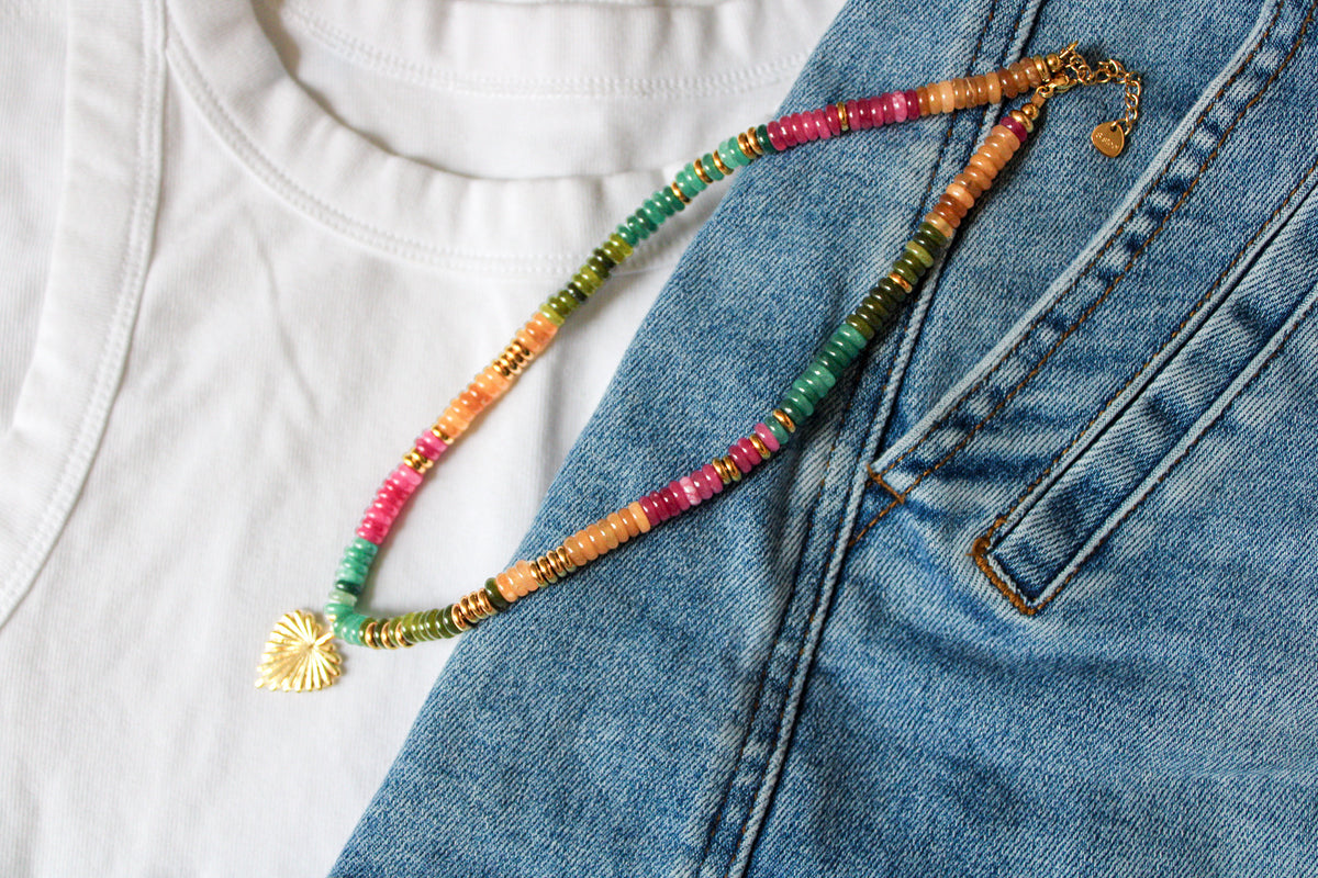 Sacred Heart Sunburst Beaded Necklace