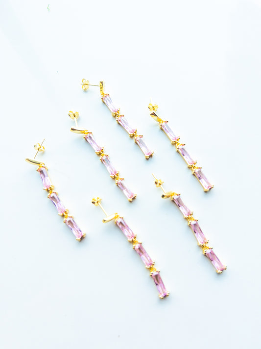 Pink Stone Drop Earrings