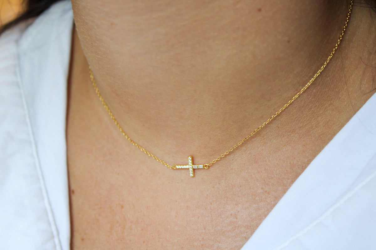 Sideways Cross Necklace