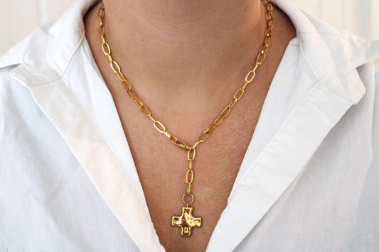 Chunky Cross Necklace with Adjustable Length