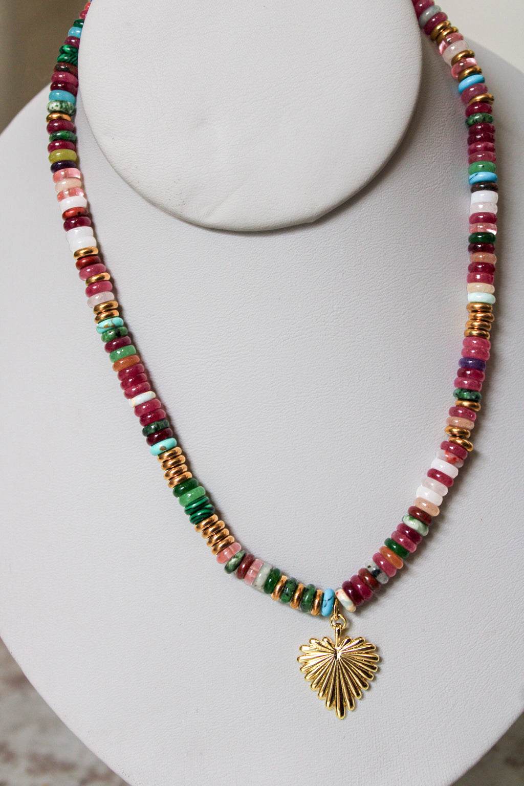 Sacred Heart Sunburst Beaded Necklace