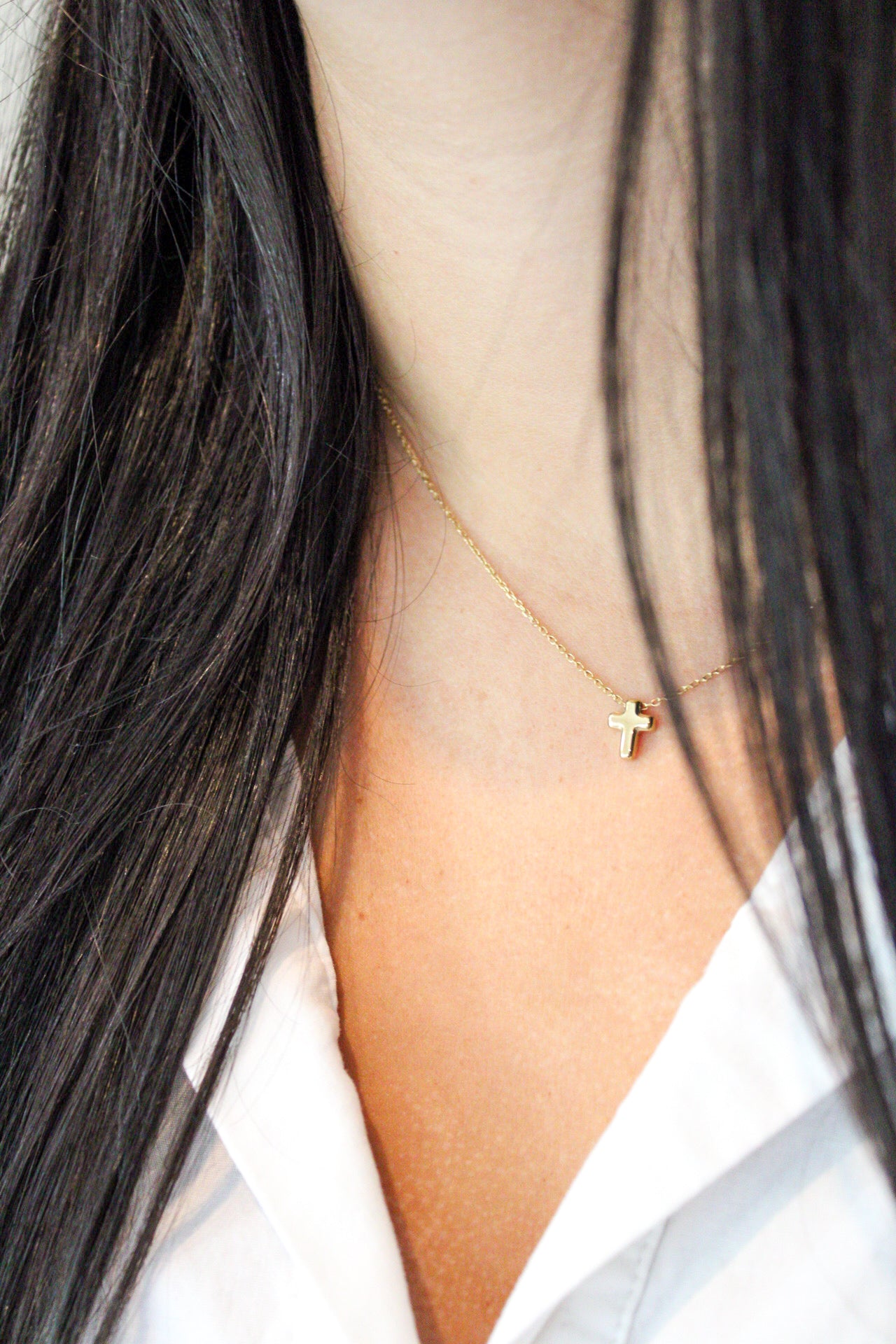 Mini Gold Cross Necklace