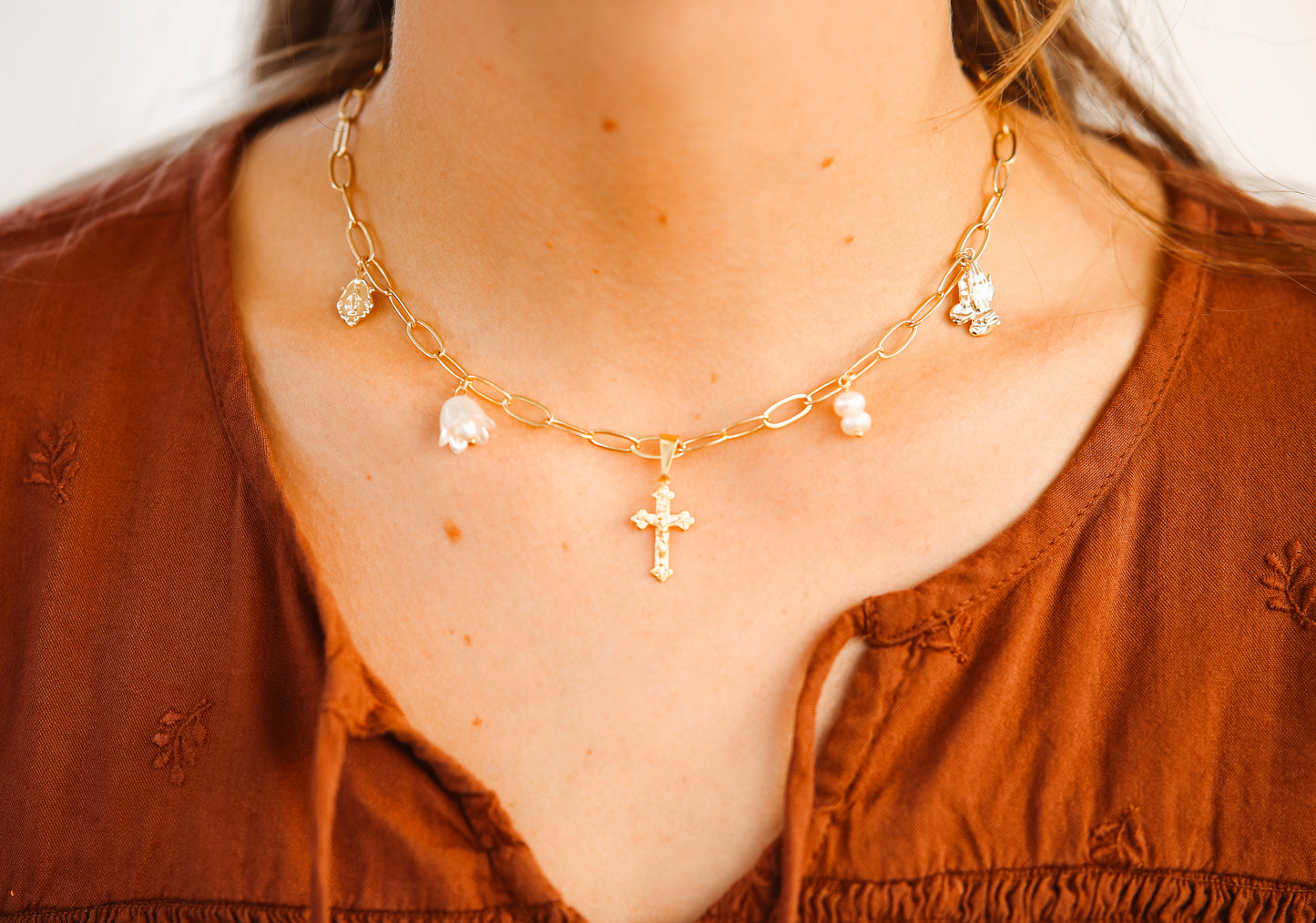 Hail Mary Prayer Charm Necklace