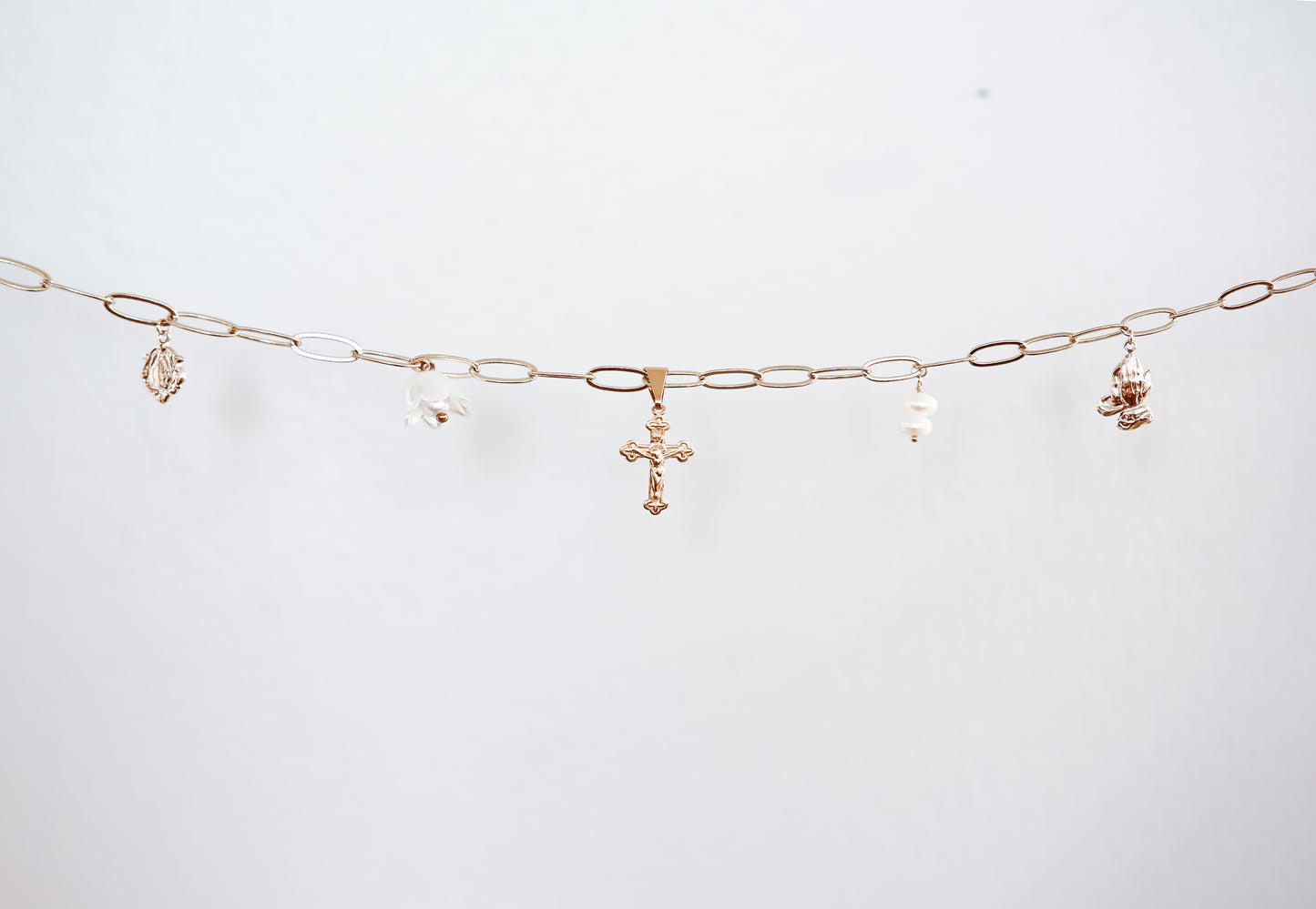 Hail Mary Prayer Charm Necklace