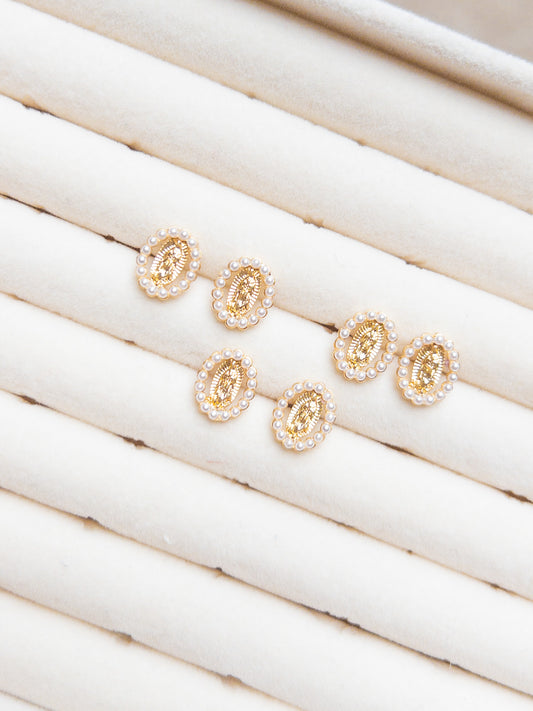 Pearl Virgin Mary Studs