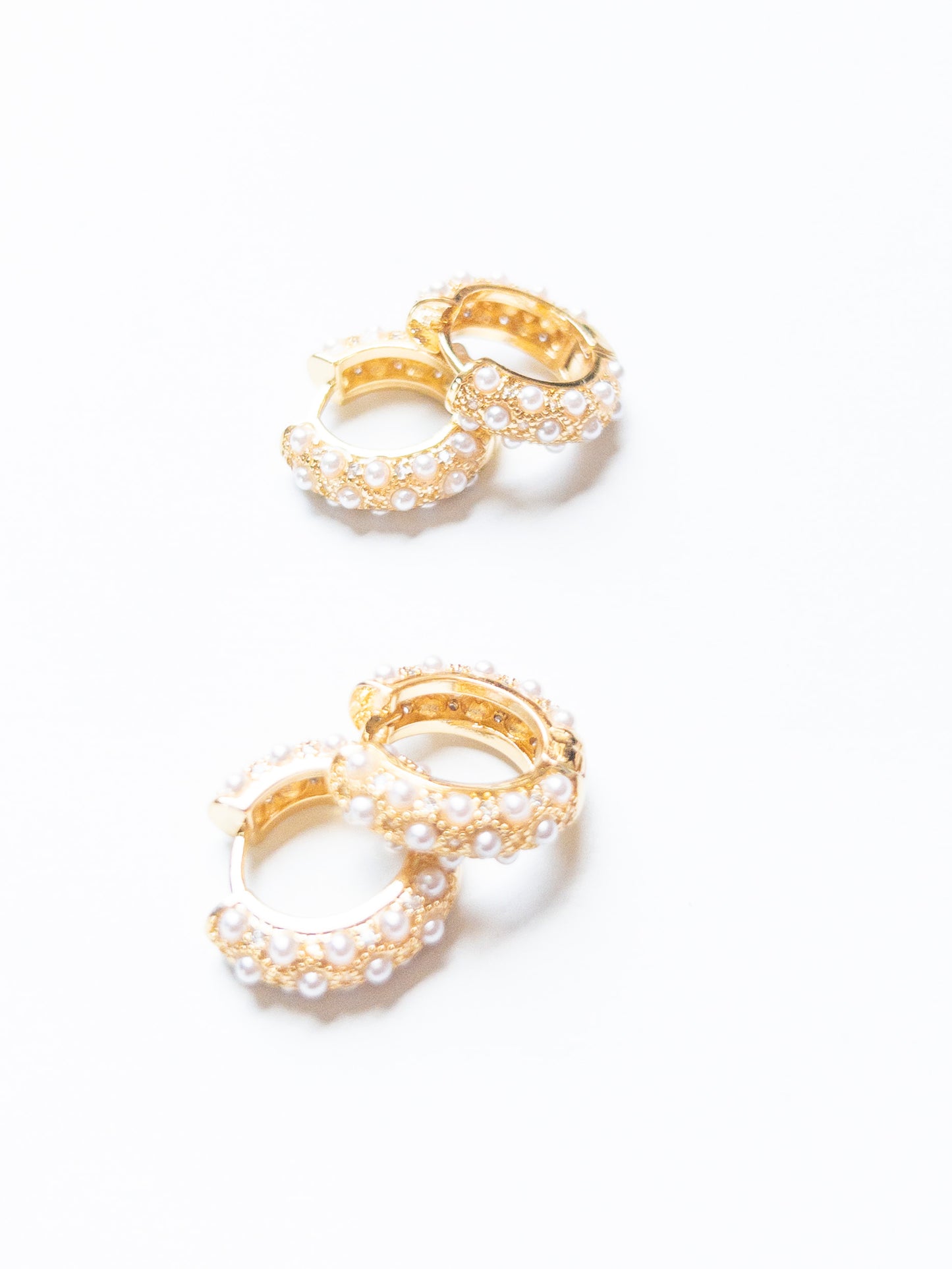 Gold and Pearl Huggie Earrings