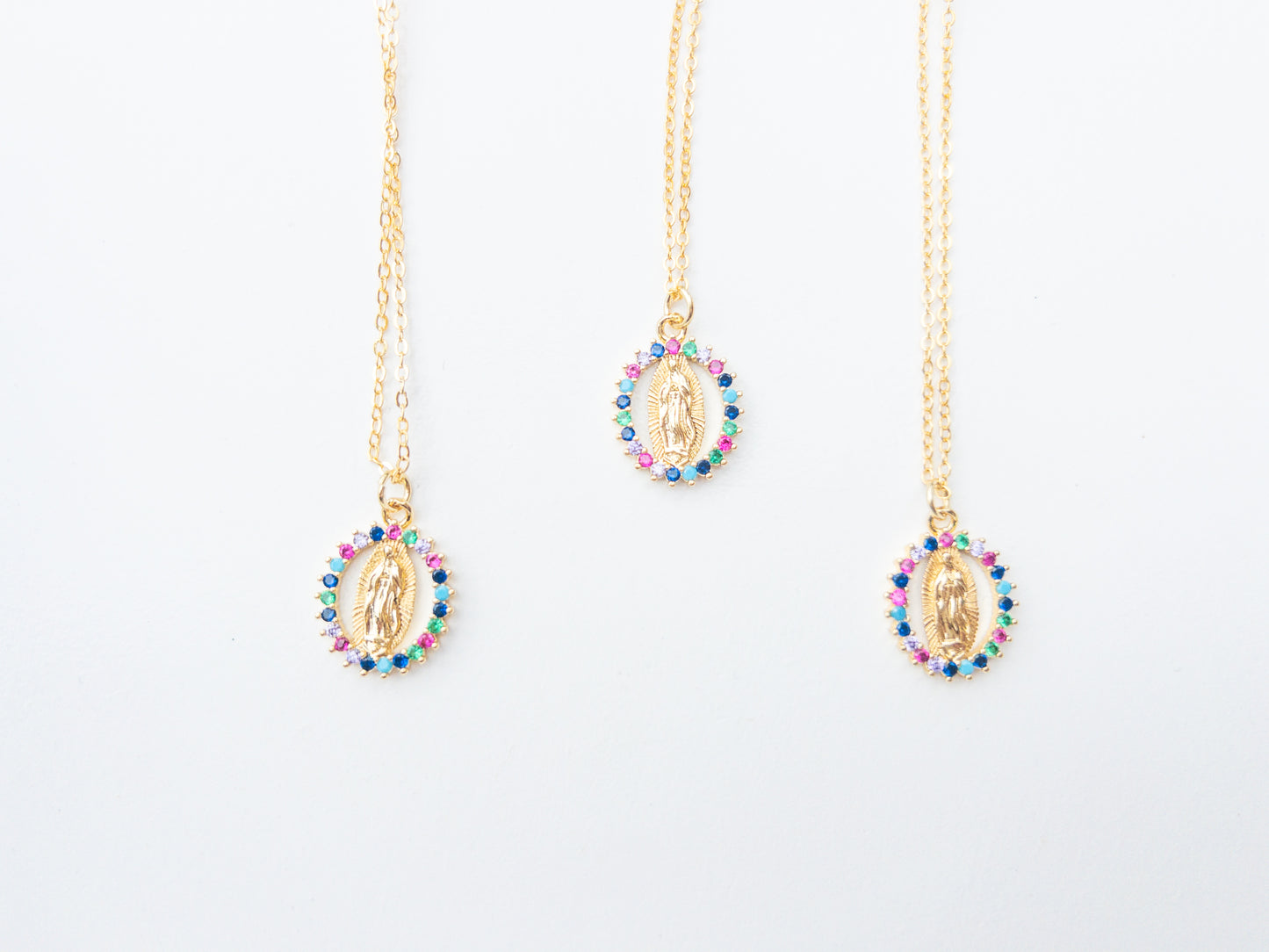 Colorful Virgin Mary Necklace