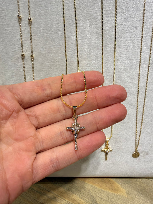 Two tone Cross Necklace