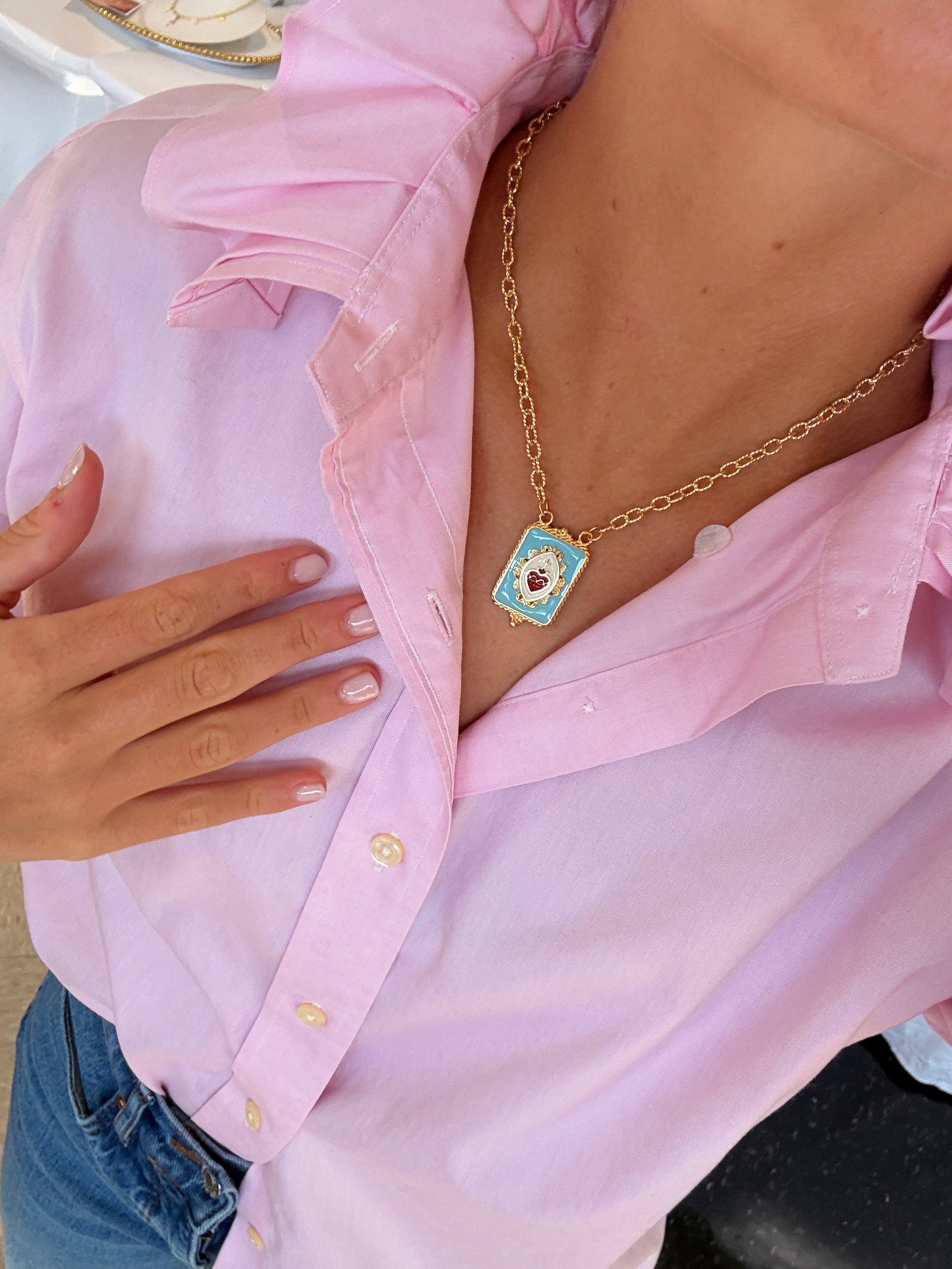 Sacred Heart Dog Tag Necklace