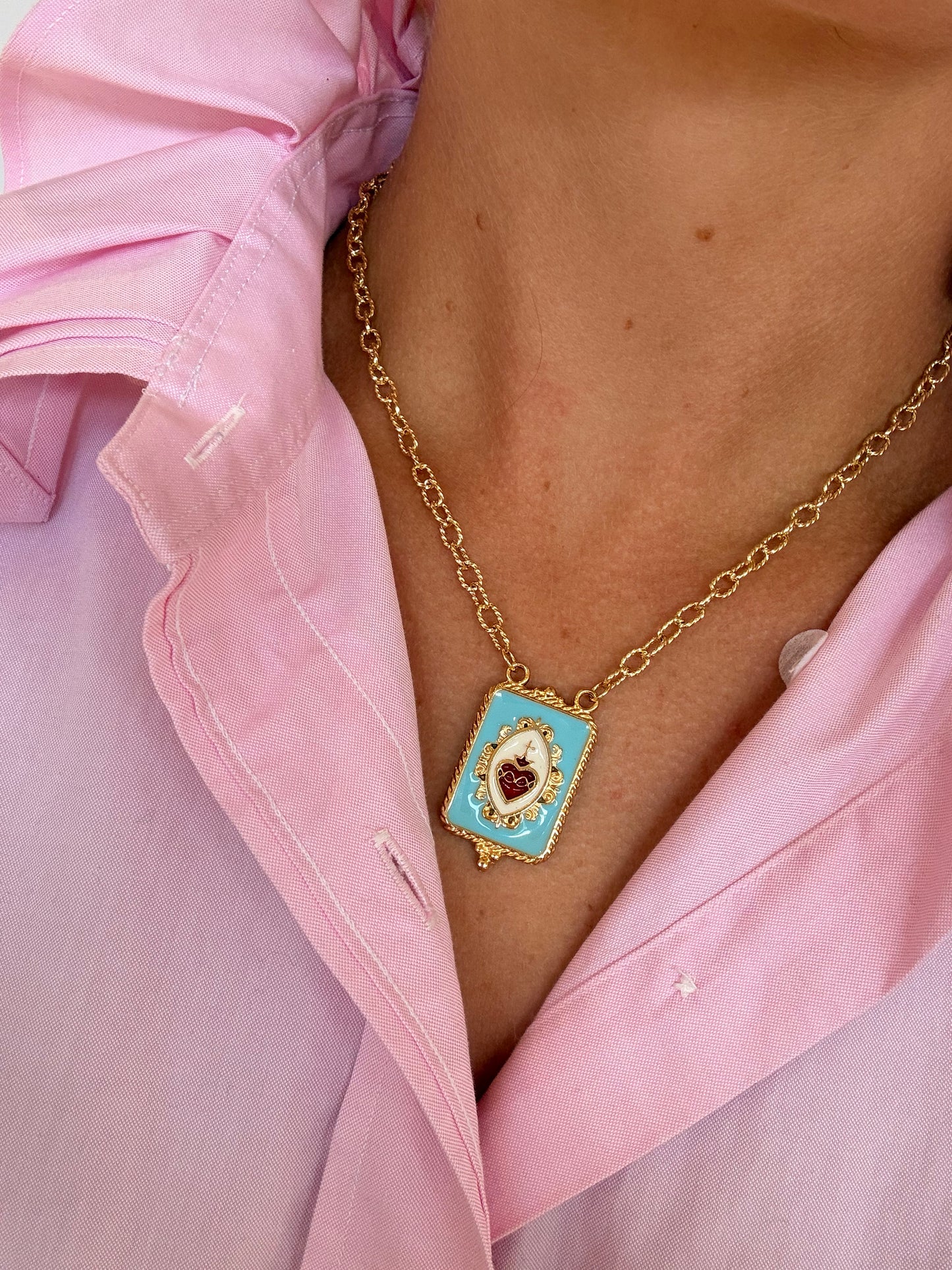 Sacred Heart Dog Tag Necklace