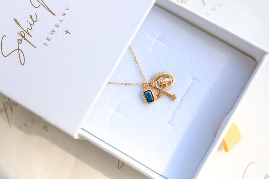 Custom Birthstone Religious Necklace