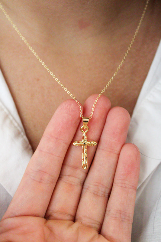 Textured Cross Necklace