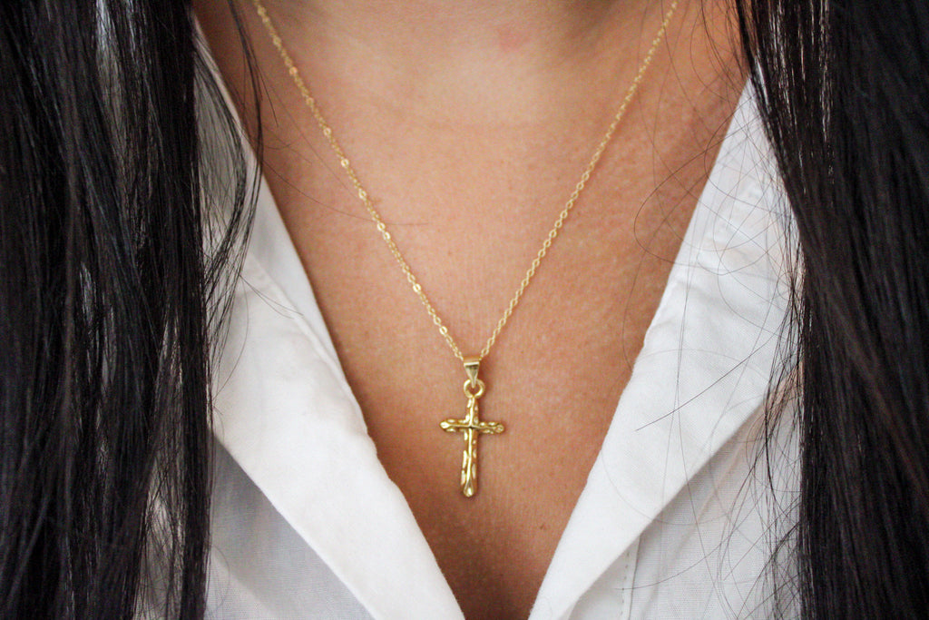 Textured Cross Necklace