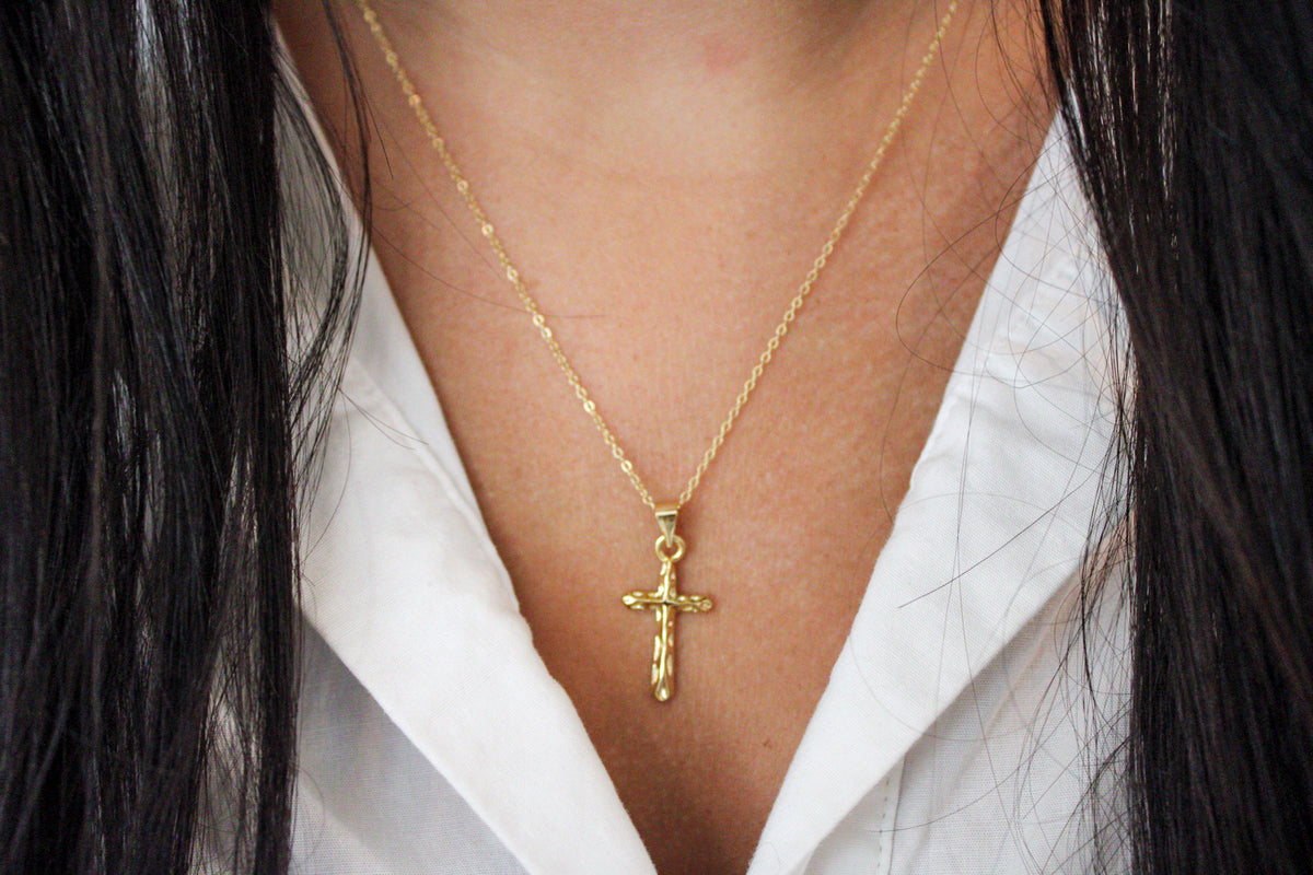 Textured Cross Necklace