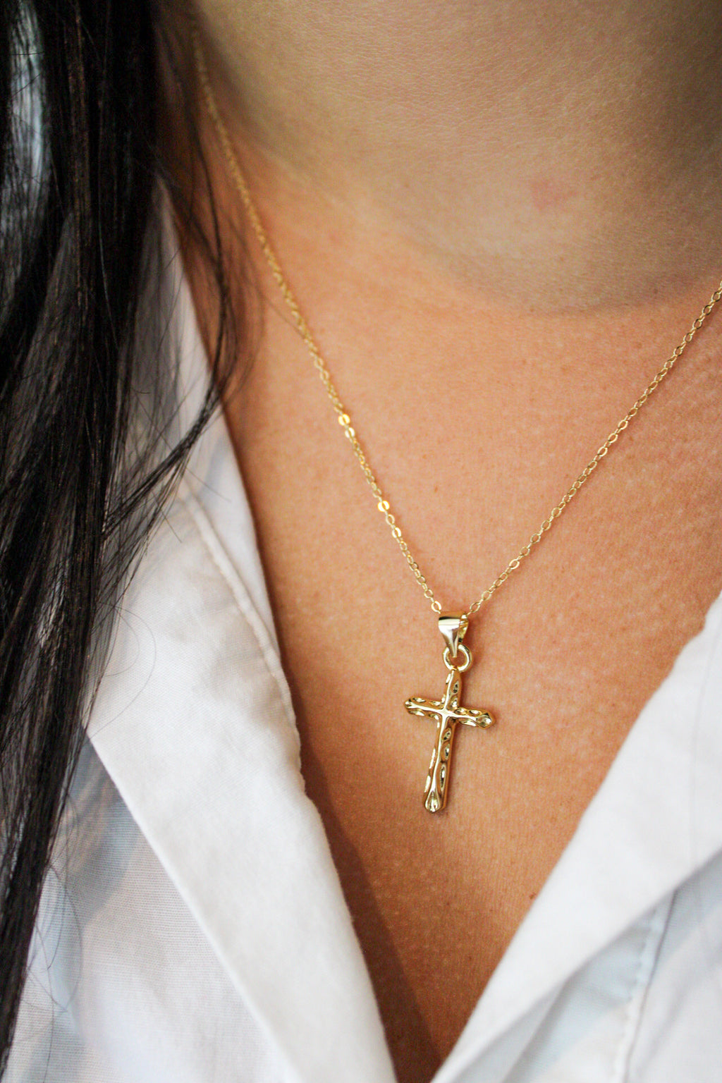 Textured Cross Necklace