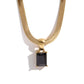 Stone Pendant Herringbone Necklace