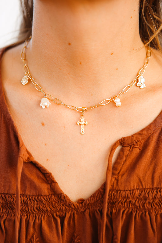 Hail Mary Prayer Charm Necklace