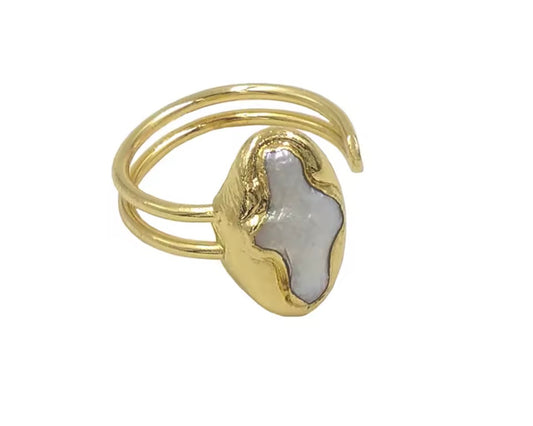 Pearl Solitaire Cross Ring
