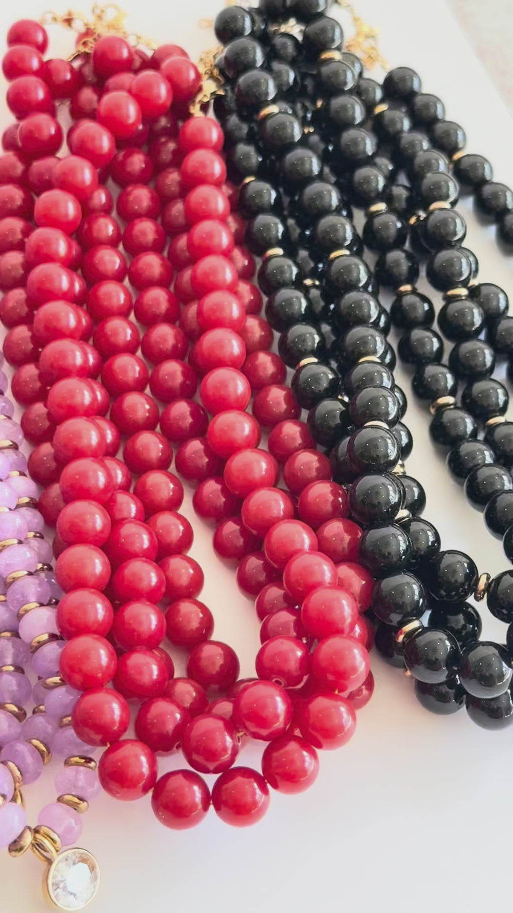 Cherry Red Beaded Necklaces