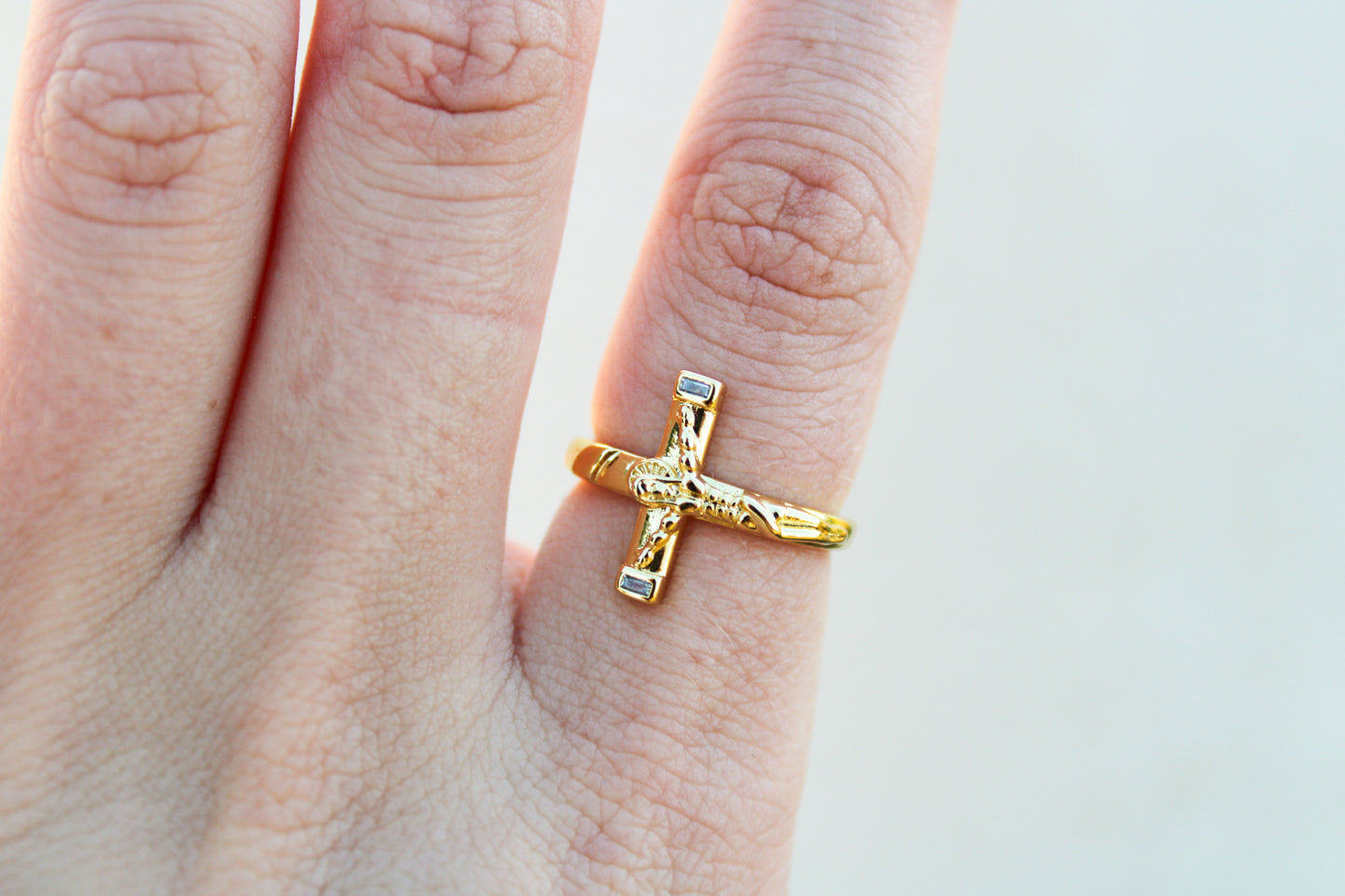 Sideways Crucifix Ring