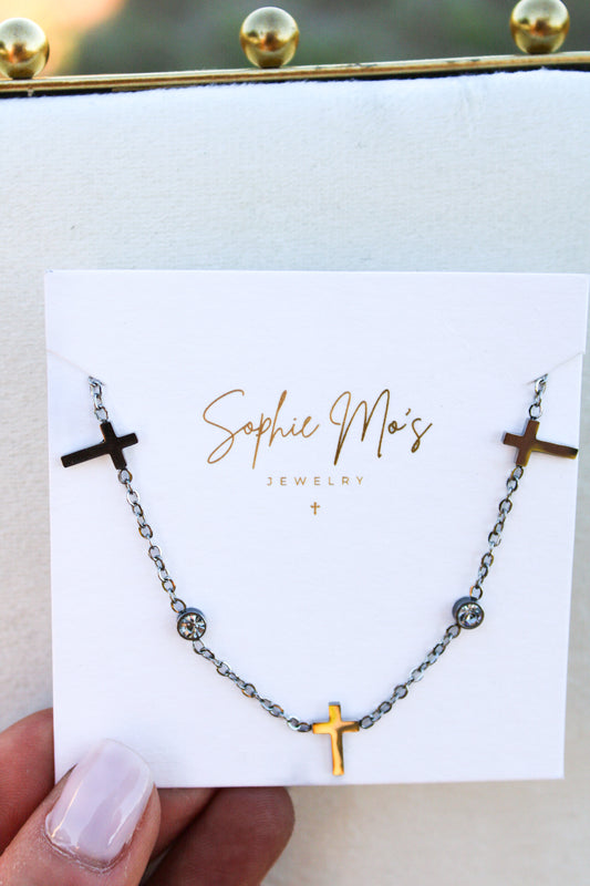 Cross and Diamond Necklace